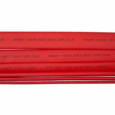 Термоусаживаемая трубка клеевая Rexant 18.0/6.0 мм, красная, усадка 3:1, нарезка по 1 м [26-1804]