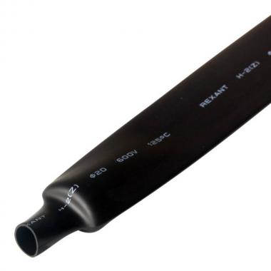 Термоусаживаемая трубка Rexant 20.0/10.0 мм, черный, усадка 2:1, с подавлением горения, нарезка по 1 м [22-0008]