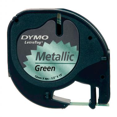 Лента Dymo S0721740/91229, 12 мм, черный на зелёном металлике