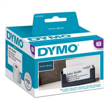Этикетки Dymo S0929100 бесклеевые 89 х 51 мм, белые (300 шт)