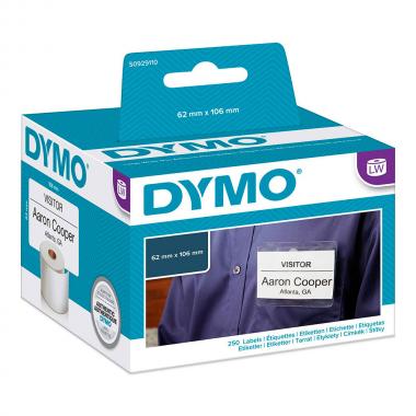 Этикетки Dymo S0929110 бесклеевые с прорезью 106 х 62 мм, белые (250 шт)