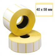 Термотрансферные этикетки бумажные, белые, 40 х 58 мм (1000 шт в рулоне)