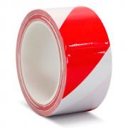 Сигнальная клейкая лента для разметки пола, красно-белая, 50 мм х 33 м