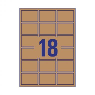 Самоклеящиеся этикетки из крафт-бумаги Avery Zweckform, 62 х 42 мм, коричневые, 18 этикеток на листе А4 (25 листов) [L7110-25]