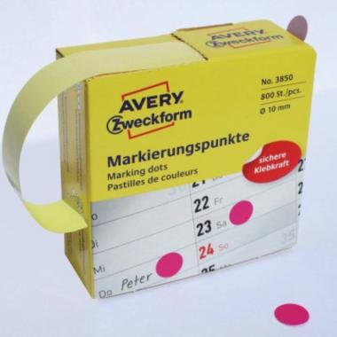 Этикетки-точки в диспенсере Avery Zweckform, Ø 10 мм, розовый (800 шт) [3850]