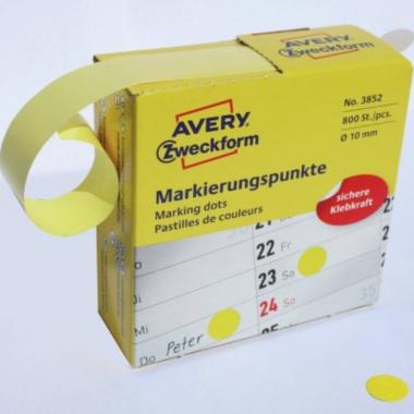 Этикетки-точки в диспенсере Avery Zweckform, Ø 10 мм, желтый (800 шт) [3852]