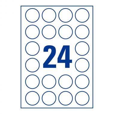 Прозрачные этикетки Avery Zweckform, круглые ∅ 40 мм, (25 листов) [L7780-25]