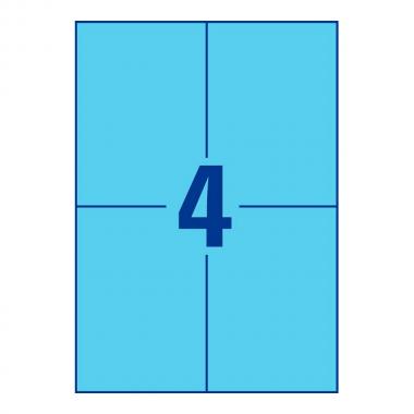 Самоклеящиеся этикетки Avery Zweckform, 105 x 148 мм, 4 этикетки на листе А4, голубые (100 листов) [3457]