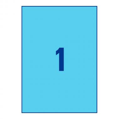 Самоклеящиеся этикетки Avery Zweckform, 210 x 297 мм, 1 этикетка на листе А4, голубые (100 листов) [3471]