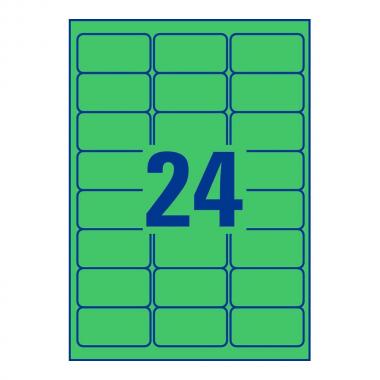 Удаляемые этикетки Avery Zweckform, 63,5 x 33,9 мм, 24 этикетки на листе А4, зеленые (20 листов) [L6033-20]