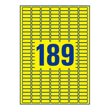 Удаляемые этикетки Avery Zweckform, 25,4 x 10 мм, 189 этикеток на листе А4, желтые (20 листов) [L6037-20]