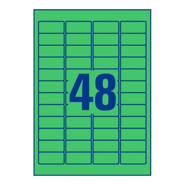 Удаляемые этикетки Avery Zweckform, 45,7 x 21,2 мм, 48 этикеток на листе А4, зеленые (20 листов) [L6040-20]