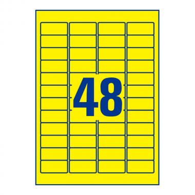 Удаляемые этикетки Avery Zweckform, 45,7 x 21,2 мм, 48 этикеток на листе А4, желтые (20 листов) [L6041-20]