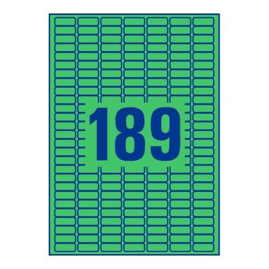 Удаляемые этикетки Avery Zweckform, 25,4 x 10 мм, 189 этикеток на листе А4, зеленые (20 листов) [L6049-20]