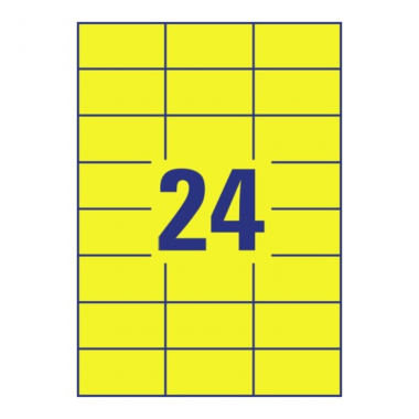 Всепогодные пленочные этикетки Avery Zweckform, 70 х 37 мм, желтые матовые, 24 этикетки на листе А4 (20 листов) [L6131-20]