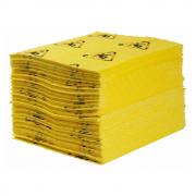 Салфетки для сбора химических проливов Brady CH200-Е ярко желтые с STF пиктограммой, 38 х 48 см (200 шт) [spc309071]