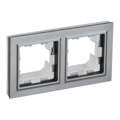 Рамка 2-местная IEK BRITE IP44 РУ-2-БрС-44 сталь [BR-M22-44-K46]