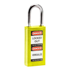 Замки нейлоновые Brady с удлиненным корпусом, стальные дужки, 38 мм, Ø 6.4 мм, желтые, 6 шт [gws834465]