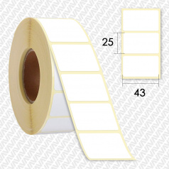 Термоэтикетки ТОП 43 х 25 мм, белые (1000 шт в рулоне)