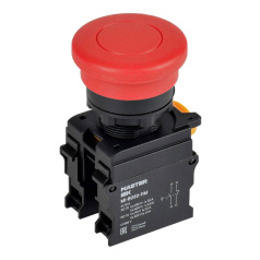 Кнопка Грибок с фиксацией IEK MASTER Ø 22 мм, 1NO+1NC, красная [MI-BG60-11M-3-21-K04]