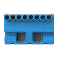 Клеммник самозажимной ABB ZK82B N8x4+2x25 мм, синий [1SPE007715F9703]