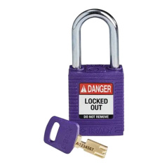 Замок SafeKey нейлоновый Brady, стальная дужка, 38 мм, Ø 6.4 мм, фиолетовый [gws150250]