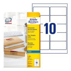 Адресные этикетки Avery Zweckform, прозрачные, 96 x 50.5 мм, 10 этикеток на листе А4 (25 листов) [J4722-25]