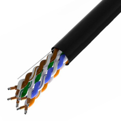 Кабель витая пара U/UTP TOKOV ELECTRIC "TOKOV Light", категория 5E, 4х2х24 AWG, ССA, PE, черный [TKL-C06-U42CCA-5E-305-OD]