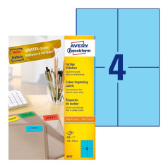 Этикетки самоклеящиеся Avery Zweckform, голубые, 105 x 148 мм, 4 этикетки на листе А4 (100 листов) [3457]