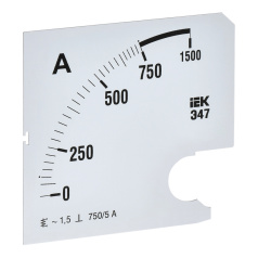Шкала сменная для амперметра IEK Э47 750/5А класс точности 1.5, 96 х 96 мм [IPA20D-SC-0750]