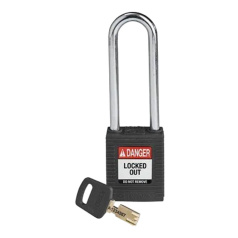 Замок SafeKey нейлоновый Brady, стальная дужка, 76 мм, Ø 6.4 мм, черный [gws150274]