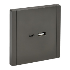 Розетка USB IEK FORTE&PIANO A+C 3,1А FP350 серый [FP-U22-D31-K03]