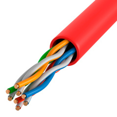 Кабель витая пара ITK U/UTP, категория 5E, 4х2х24AWG, LSZH нг(А)-HF, красный, 305 м [LC1-C5E04-124]