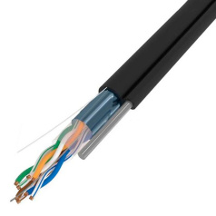 Кабель витая пара F/UTP TOKOV ELECTRIC, категория 5E, 4х2х24AWG, трос, PE, черный [TKE-C05-F/UTP-42-5E-500-ODC]