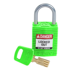 Замок SafeKey нейлоновый Brady компактный, алюминиевая дужка, 25 мм, Ø 4.7 мм, зелёный [gws152157]