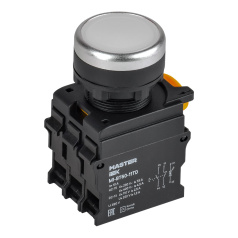 Кнопка с подсветкой и фиксацией IEK MASTER Ø 22 мм, 1NO+1NC, белая [MI-BT60-11TD-3-11-K01]