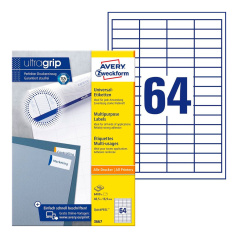 Этикетки самоклеящиеся Avery Zweckform, белые, 48.5 x 16.9 мм, 64 этикетки на листе А4 (100 листов) [3667]
