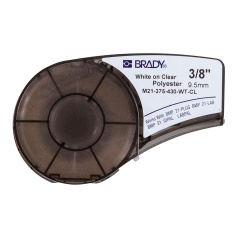 Картридж Brady M21-375-430-WT-CL полиэстер, 9.53 мм х 6.4 м, белый на прозрачном [brd139748]