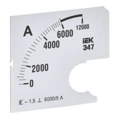 Шкала сменная для амперметра IEK Э47 6000/5А класс точности 1.5, 72 х 72 мм [IPA10D-SC-6000]