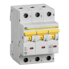 Автоматический выключатель IEK KARAT ВА47-60M 3P C 6А 6кА [MVA31-3-006-C]