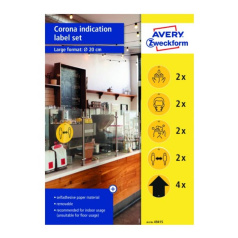 Самоклеящиеся таблички по безопасности (коронавирус) Avery Zweckform, Ø 20 мм, желтые (12 листов) [49415]