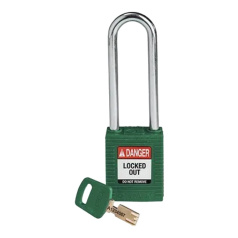 Замок SafeKey нейлоновый Brady, стальная дужка, 76 мм, Ø 6.4 мм, зеленый [gws150319]