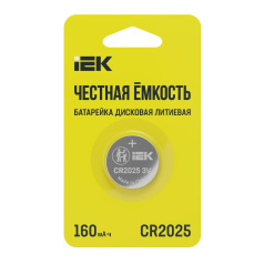 Батарейка дисковая литиевая IEK CR2025, 1 шт [ABT-CR2025-OP-L01]