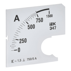 Шкала сменная для амперметра IEK Э47 750/5А класс точности 1.5, 72 х 72 мм [IPA10D-SC-0750]