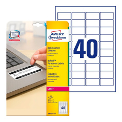 Этикетки неотклеивающиеся Avery Zweckform, белые, 45.7 x 25.4 мм, 40 этикеток на листе А4 (20 листов) [L6145-20]
