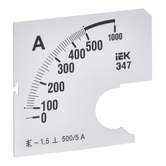 Шкала сменная для амперметра IEK Э47 500/5А класс точности 1.5, 72 х 72 мм [IPA10D-SC-0500]