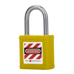 Замок блокировочный со стальной дужкой, 25 мм, Ø 6 мм, дисковый цилиндр, желтый [gwr001DS25YEL]