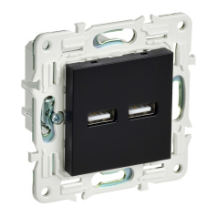 Розетка USB IEK SKANDY A+A 3,1А SK-R15Bl черный [SK-U21-D31-K02]