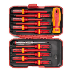 Набор диэлектрическая отвертка КВТ НИО-4412 ПРОФИ со сменными битами, 12 шт [78615]