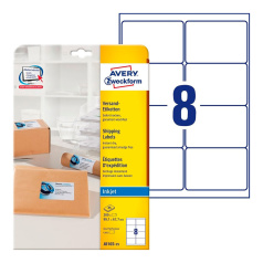 Адресные непросвечивающиеся этикетки Avery Zweckform, белые, 99.1 x 67.9 мм, 8 этикеток на листе А4 (25 листов) [J8165-25]